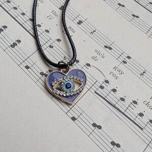 Heart Pendant Necklace with Evil Eye Design